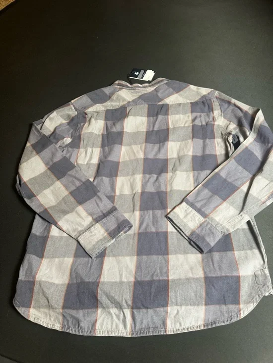Jetty Plaid Flannel Shirt Men’s Small Gray Blue Eco Cotton Button Up NWT - Picture 3 of 5